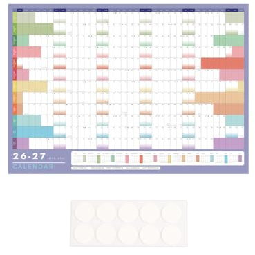 Planner da parete 2026-2027 per anno accademico del Regno Unito, formato A3 (19,7 x 41,9 cm), luglio 2026 - giugno 2027, con mini calendario 26-27 per ufficio, casa e scuola, planner annuale non