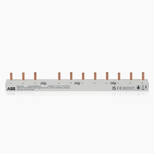 ABB 2CDL231002R1012 Dreiphasen-Sammelschiene 12 Mod, Querschnitt 10 mm², Weiß