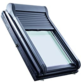 Original Roto Außenrollladen ZRO Rollladen Manuell mit Kurbel Anthrazit Metallic Doppelwandige Alu-Lamellen Außenrollladen für Roto Dachfenster der Baureihe Designo R7 mit Größe 065/118 | 06/11