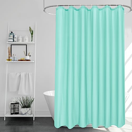 EurCross Light Green Shower Curtain 180 x 180cm Drop with 12 Plastic Hooks | Quick Dry Water-resistant Fabric Bathroom Shower Curtain,Mould Proof Resistant,Machine Washable,Weighted Line,72''W x 72''L