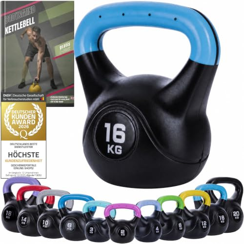 Body & Mind® Kettlebell Ball Hantel plast 2-20 kg - Träningshantel för styrketräning - Professionell fitness svinghantel