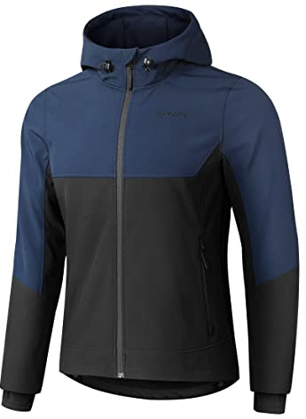 KUTOOK Veste Softshell pour Homme avec Capuche Hiver Coupe-vent Multifonction pour la Randonnée, bleu marine XL