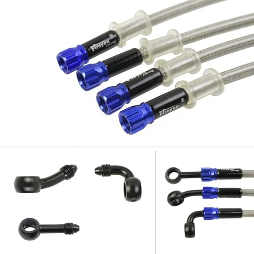 Fireyouracing Tubo del freno per moto, 400-2400 mm, AN3, idraulico, frizione, olio, tubo in acciaio inox, per ATV, Dirt Pit Street Racing Bike, rimozione raccordi Banjo (Grey, 400mm)
