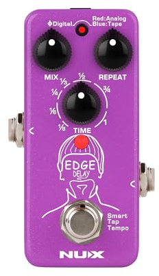 NUX Edge Delay Guitar Effects Pedal with Phi Digital Delay, Analog Delay, Tape Echo, Sub-division with Smart Tap Tempo, Supports Stereo I/O with TRS Cable