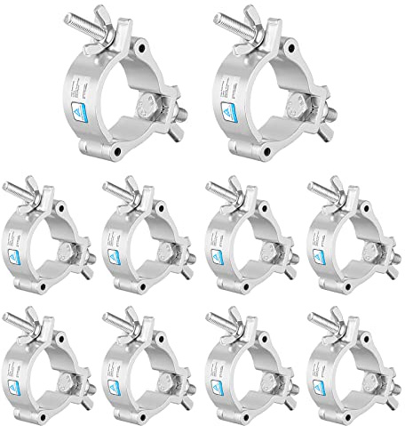 Truss Clamp Pince de Lumière de Scène, 10PCS Eyeshot Premium 50mm Pinces de lumière en aluminium avec certification TUV, crochet de lumière de charges lourdes de 100kg, Convient pour tube 48-52mm