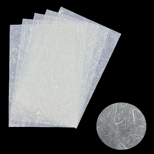 Vagocom Mulberry Origami Paper - 60 A4 Sheets, Natural Fiber Rice Paper for Decoupage, DIY Art Crafts (White)