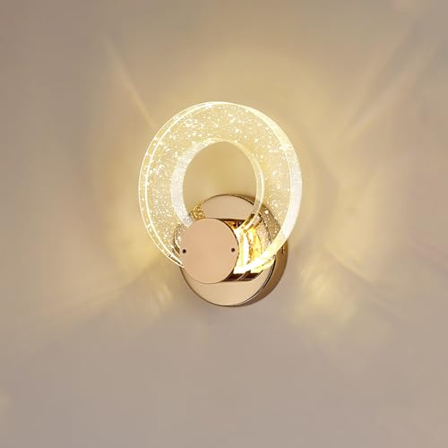 YOOCHUENG Appliques en Cristal Lampe Murale Appliques LED d'Intérieur Style Moderne Applique Murale Doré 3 Couleurs pour Salle de Séjour,Salle de Bains,Chambre à Coucher,Chevet,Porche[Petit]