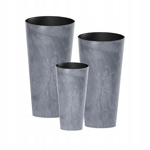 DIKEL 3X Pot de Fleurs allongé Urbi - DUC600 + Argile expansée 5l + Insert - 185x585x195mm - Anthracite