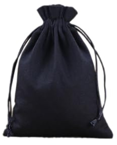 Anevous 5 sacchetti di cotone, 20 x 25 cm, sacchetti di stoffa con coulisse, da riempire, sacchetto regalo, per compleanni, matrimoni e feste, colore nero