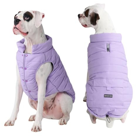 Spark Paws Dog Winter Jacket, Water-Resistant Coat, Warm Reflective Windproof Fleece-Interior, for Medium and Large Dogs - Lilac - 4XL