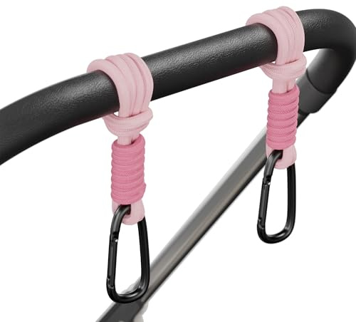 SURDOCA Ganci per Passeggino Porta Borse, Ganci Passeggino Universali, Gancio Passeggino per Borsa, Accessori per Passeggino Leggero Rosa 2pc