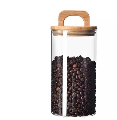 Recipiente de almacenamiento de vidrio transparente para la cocina Práctico recipiente de almacenamiento para alimentos Prácticas latas de café Botella sellada al vacío