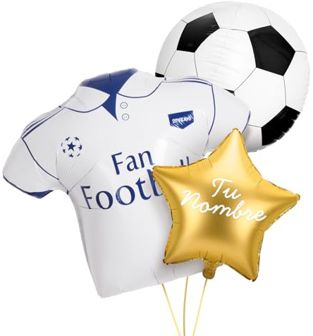 OH YEAH - Set Globos Fútbol PERSONALIZADO - Globo Foil Estrella + Globo Foil Temático - Perfecto para fiestas y eventos - Apto Helio - Set Personalizado - ELIGE TU NOMBRE