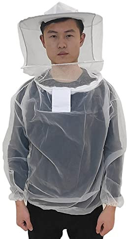 Imkerjacke mit Hut, Professionelle Imkerbekleidung Imkeranzug Bienenschutz Kleidung, Imkerhut mit Schleier Kostüm, Imkeranzug Herren Damen, Bienenanzug mit Reißverschluss für Imker Bienenzüchter