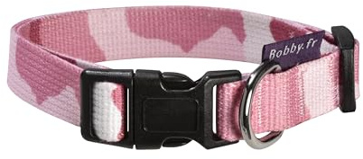 Bobby Camouflage - Collare per Cani di Taglia L Girocollo 42-70 cm, Resistente e Regolabile, con Chiusura a Fibbia di Sicurezza, Colore Mimetico Rosa