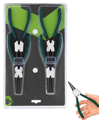 Alicates para anillos de retención | 4 piezas pinzas para circlip exterior de 17,5 cm, abrazaderas de acero resistente, herramienta de extracción para coche, bicicleta e hidráulica