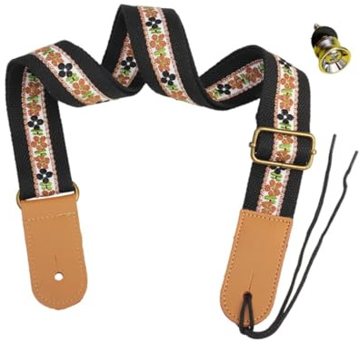 EHJRE Tracolla per Ukulele Ricamata, Tracolla per Chitarra, Tracolla Leggera E Regolabile per Strumenti a Corda, Baritono Da Concerto, Nero