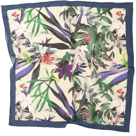 Prettystern Pañuelo de seda y algodón 65x65 cm para mujer y hombre - Bufanda cuadrada, elegante y ligera, perfecta para verano y primavera, 65/65cm, laminato a mano