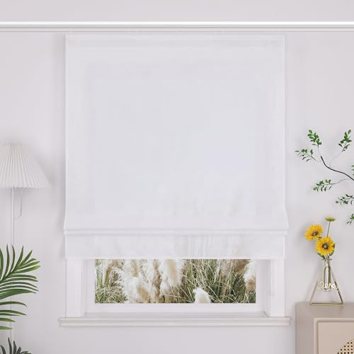 Yujiao Mao Store Romain Rideau Occultant Tamisant avec Rails, Rideau Moderne Anti-Lumière pour Salon, Cuisine, Chambre et Bureau Blanc LxH 100x140cm