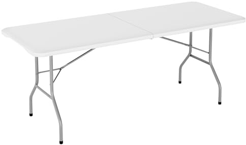 mcc direct 6ft (180cm) Folding Table Heavy Duty – Indoor & Outdoor Plastic Table for Garden, Picnic, BBQ, Camping, Party & Catering (White)