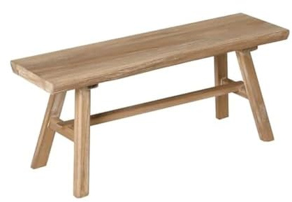 LIN HOME Banco Madera Maciza de Estilo WABI Sabi-Banqueta de Madera Envejecida con Diseño Rústico-Asiento de Madera Natural para Recibidor, Salón, Dormitorio, Comedor y Pasillo 100x32x41cm XZ-24895