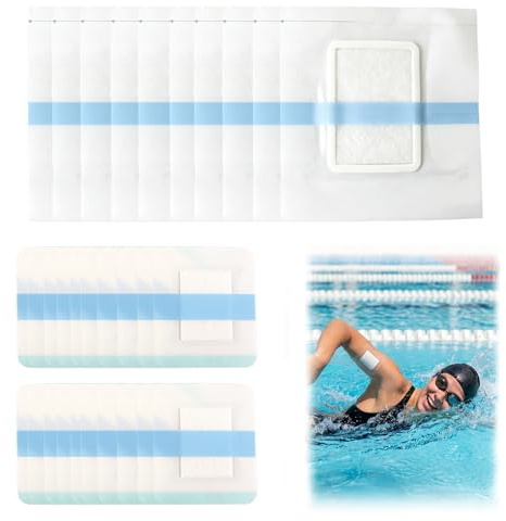 SEABABOO 30 stycken duschplåster vattentät 13 x 14 cm & 6 x 7 cm transparent vattentät plåster självhäftande med bomullskudde transparent sårplåster för dusch simning OP sårvård