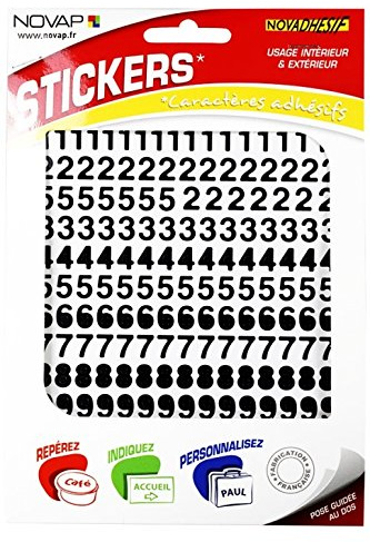 Novadhesif - Pochette chiffres adhesifs souples (0 a 9) - 10 Mm - Noir