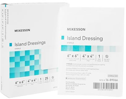 McKesson Island Dressings, Sterile, Dimension 6 in x 6 in, Pad 4 in x 4 in, 25 Count, 1 Pack