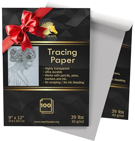 MyArtscape Tracing Paper Pad - 39lb - 9 x 12 - 100 Transparent Sheets - Artist Quality