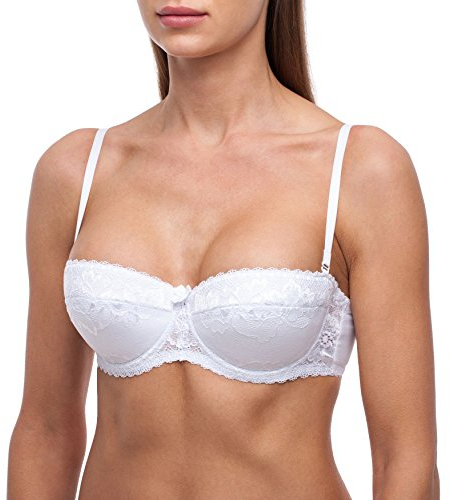 frugue Damen Balconette Push-Up BH Multiway-Trägern / abnehmbaren Trägern, Trägerloser-BH mit Bügel, Push-up-BH Extrem- Gr. 80A, Weiß