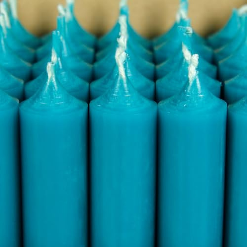Bütic GmbH Lot de 8 bougies à tige colorées 100 mm x Ø 22 mm, bougies hautement nettoyées, durée de combustion 4 h, inodores, faible suie avec combustion sans résidu, couleur : turquoise