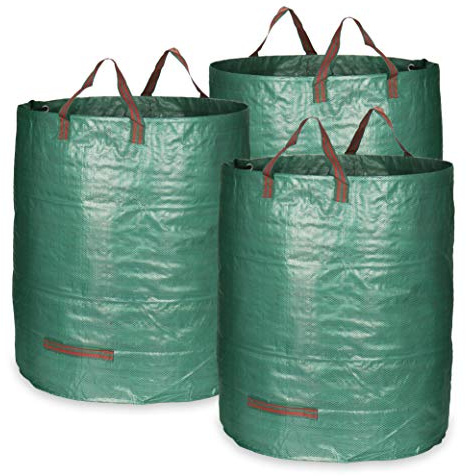 COM-FOUR® 3x Sacs à déchets de Jardin L, Sac de Jardin Pliable | Poubelle Pliante indéchirable pour Feuilles - déchets Verts et déchets de Jardin