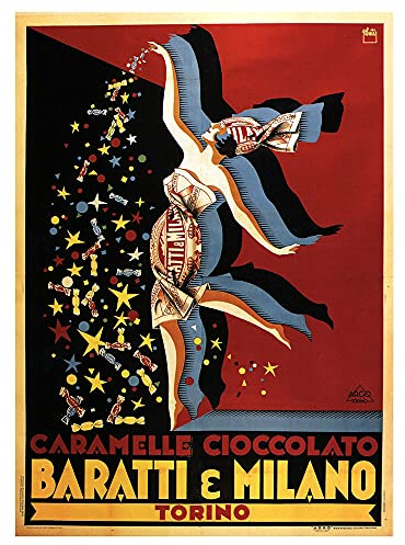 Legendarte - Vintage Reklamaffischer Baratti & Milano - Canvastryck, Dekorativ Väggkonst cm. 50x70