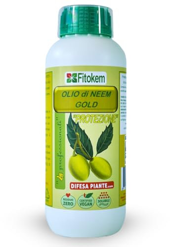 Fitokem - Olio di Neem Gold BIOLOGICO 1LT Potenziato con Zeolite chabasite Oidio Peronospora Insetti