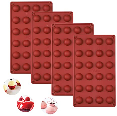Mlying Kleine Halbkugel-Silikonform mit 24 Vertiefungen, Silikonform Schokolade 4 Stück Halbkugeln Bällchen Halbkreis Backform zur Herstellung von Schokolade, Kuchen, Gelee, Dome-Mousse (24 Löcher)