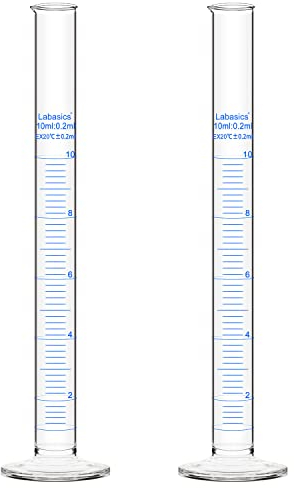 Labasics Messzylinder, 2er-Pack 10 ml Borosilikatglas Messzylinder Laborzylinder Lab Graduated Cylinder