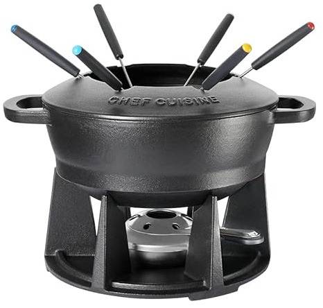Chef Cuisine Gusseisen Fondueset, Fondue-Topf und Fondue-Gabeln für 6 Personen ca. 2,2 Liter