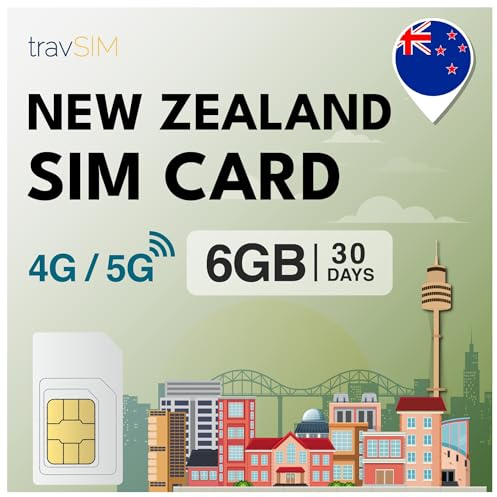 travSIM SIM-kort för Nya Zeeland | 10 GB mobildata med 4G/5G-hastigheter | Gratis roaming i Australien | Fungerar på iOS- och Android-enheter | SIM-kortet för Nya Zeeland är giltigt i 30 dagar