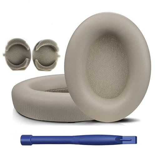 HATOFES Cuscinetti di ricambio per cuffie sovrauricolari Sony WH-1000XM3 (WH1000XM3), in morbida pelle proteica, isolamento acustico, spessore aggiunto (colore oro)