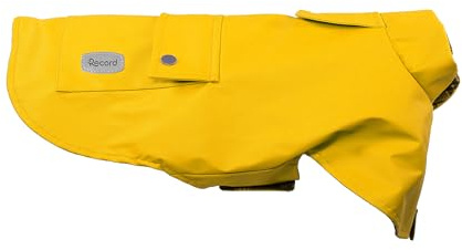 Record - Impermeabile anti-pioggia Paddington per cani, in similpelle con foro per il guinzaglio. Chiusura regolabile, elastici per le zampe posteriori e protezione extra per il collo | Giallo, L