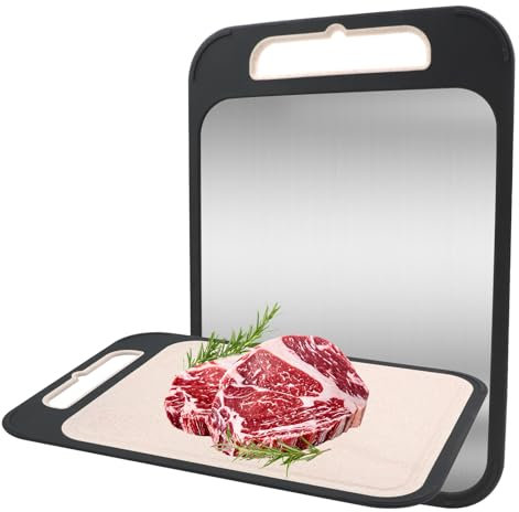 Tabla de Cortar de Titanio, Multifunción Tabla de Cortar de Titanio de Grado Alimenticio de Doble Cara de Acero Inoxidable para Cocina para Carne, Queso, Frutas, Verduras (Negro)
