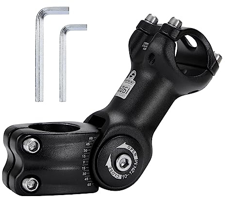 Tunejoy Potence de Vélo Réglable ±60° Tige de Guidon en Aluminium pour Vélo de Route Vélo de Montagne BMX 31,8 * 110 mm Noir