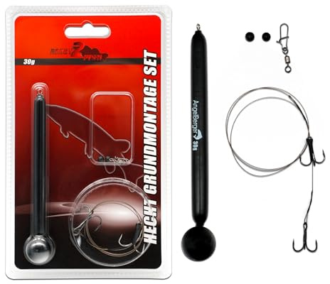 Angel-Berger Hecht Grundmontage Set Köderfischmontage Ready2Fish Angelset Pike Dead Bait Stand Up Montage Köderfisch Stehaufbleimontage