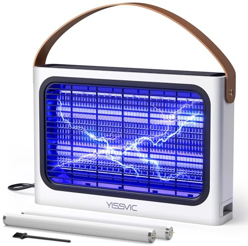 YISSVIC Mata Mosquitos Electrico Lampara Antimosquitos 4300V UV Mata Moscas Mosquitos, Moscas y Otros Insectos Voladores para Interiores con 2 Tubos UV Recambio