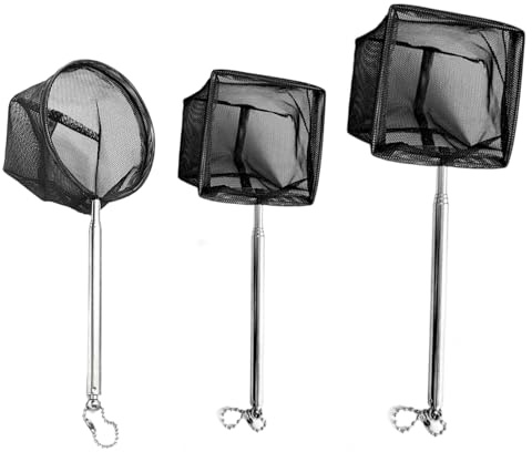 tiyiyok 3 Pcs Épuisette Télescopique, 13.5-40 CM Épuisette pour Aquarium, kit d'entretien pour Aquarium, pour Attraper Les Petits Poissons et Crevettes, Convient pour Les Bassin, Aquarium et Piscine