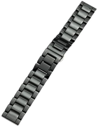 NLNKDTDPAK Svart keramisk vaktbandband Justerbar kedja Armband Rem Klocka Tillbehör Sportvaktband Male Fit for Samsung Galaxy(Black,19mm)