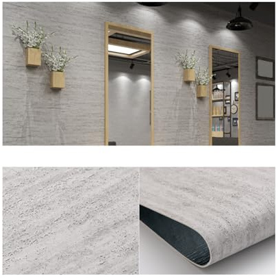 Paneles de Pared Autoadhesivos 60x280cm con Textura Imitación Roca Impermeables para Dormitorio Salón Pared de TV Pared de Sofá Entrada-Travertine Cement Gray