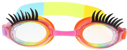 Cabilock Lunettes Natation Garçon Fille avec Cils Cartoon Étanches et Anti-buée Lunettes Piscine Garçon Fille avec Étui Protecteur Couleurs Lumineuses pour Apprentissage Natation
