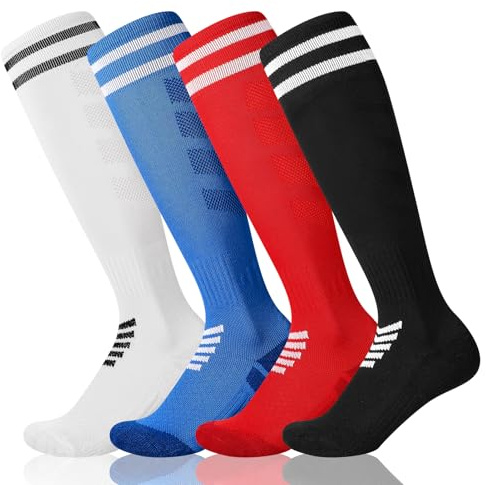 Zuimei 4 Pairs Kids Long Breathable Football Socks