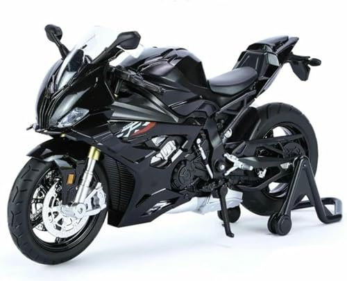 1:12 För BMW S1000Rr Racing Motorcykel Skalamodell Gjuten Legering Metall Terrängkörning Ljud Ljus Leksakspresent(Black- Silver)